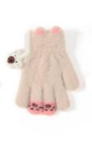 BeSNAZZY Megztos pūkuotos pirštinės 15 cm R-232-beige/15 cm
