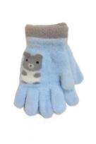 BeSNAZZY Megztos pūkuotos pirštinės R-231-blue/16 cm