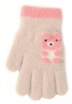 BeSNAZZY Megztos pūkuotos pirštinės R-231-beige/16 cm