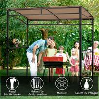 Costway BBQ pavėsinė, atspari oro sąlygoms, metalinis rėmas su lentyna ir kabliukais 216 x 134 x 211 cm ruda
