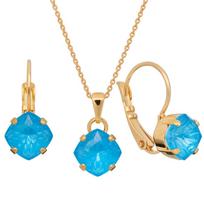 Papuošalų rinkinys moterims DiamondSky "Magical Square (Electric Blue Ignite)" su Swarovski kristalais
