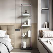 Vitrina su LED apšvietimu, viengubos durys, 163 x 40 x 35 cm, juoda