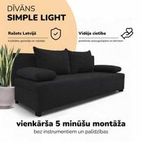 Dvivietis išskleidžiamas sofa „Simple Light“ be porankių, „Podrez“, grafito