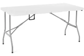 Sulankstomas sodo stalas 152 cm balta