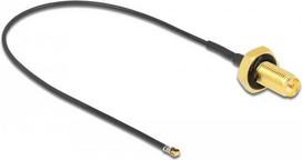 DELOCK Antennenkabel RP-SMA Buchse zum Einbau zu MHF 4L LK Stecker 1.37 20cm Gewindelnge 10mm spritzwassergeschtzt