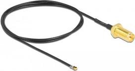 Delock - Antennenkabel - MHF 4L LK (S) bis RP-SMA (R) - 50cm - 1,37 mm - Koax - Schwarz (12660)