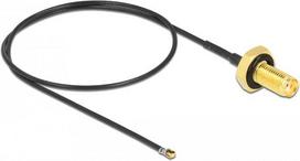 DELOCK Antennenkabel SMA Buchse zum Einbau zu MHF 4L LK Stecker 1.37 35cm Gewindelnge 10mm spritzwassergeschtzt