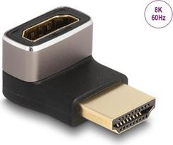 Delock HDMI Adapter Stecker zu Buchse 90° unten gewinkelt 8K 60 Hz grau Metall (60085)