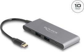 DELOCK 4 Port USB Type-C Hub mit 2 x USB Typ-A und 2 x USB Type-C 10Gbps