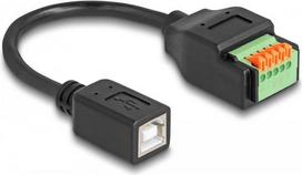 Delock USB 2.0 Kabel Typ-B Buchse zu Terminalblock Adapter mit Drucktaster 15 cm (66250)