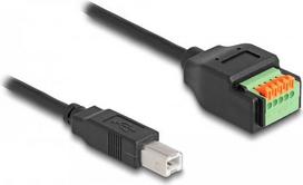 Delock USB 2.0 Kabel Typ-B Stecker zu Terminalblock Adapter mit Drucktaster 15 cm (66249)