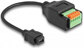 Delock USB 2.0 Kabel Typ Mini-B Buchse zu Terminalblock Adapter mit Drucktaster 15 cm (66252)