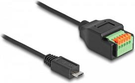 Delock USB 2.0 Kabel Typ Micro-B Stecker zu Terminalblock Adapter mit Drucktaster 15 cm (66251)