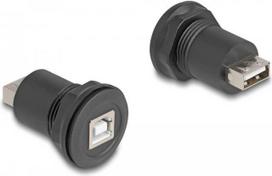 Delock USB 2.0 Typ-B zu USB 2.0 Typ-A Einbaubuchse schwarz (66744)