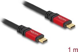 Delock USB 2.0 Kabel USB Type-C™ Stecker zu Stecker PD 3.1 240 W E-Marker 1 m rot Metall (80050)