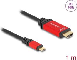 DeLOCK USB Type-C™ zu HDMI Kabel (DP Alt Mode) 8K 60 Hz mit HDR Funktion 1 m rot (80095)