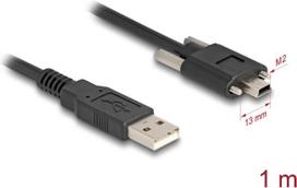 DELOCK USB 2.0 Kabel Typ-A Stecker zu Typ Mini-B Stecker mit Schraubenabstand 13mm 1m schwarz