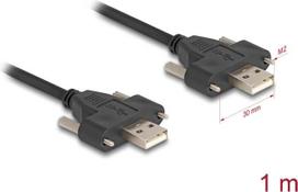 DELOCK USB 2.0 Kabel Typ-A Stecker zu Stecker mit Schraubenabstand 30mm 1m schwarz