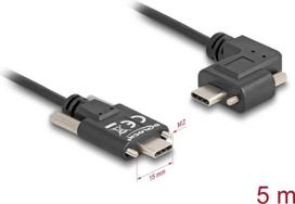 DELOCK USB 2.0 Kabel USB Type-C Stecker mit Schrauben zu USB Type-C Stecker mit Schrauben gewinkelt links / rechts PD 3.0 60 W 5m