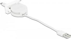 DeLOCK Easy 45 - USB-Kabel - USB (M) bis Micro-USB Typ B (M) - USB 2.0 - 5 V - 2 A - 50 cm - einziehbar, flach - weiß, RAL 9003