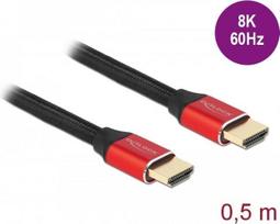 Delock - Ultra High Speed HDMI-Kabel - HDMI männlich bis HDMI männlich - 50cm - Dreifachisolierung - Rot - hauchvergoldete Kontakte, unterstützt 8K 60 Hz (7680 x 4320) (85772)