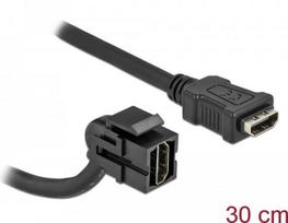 Delock - HDMI-Kabel - HDMI weiblich angled, keystone bis HDMI männlich gerade - 30cm - Schwarz - unterstützt 4K 30 Hz (3840 x 2160) (86853)