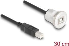 Delock - USB-Verlängerungskabel - USB Typ B (M) zu USB Typ B (W) Paneel montierbar - USB 2,0 - 30cm - Schwarz, Silber (88182)