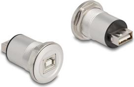 Delock - USB-Adapter - USB (W) Paneel montierbar zu USB Typ B (W) Paneel montierbar - USB 2,0 - Schwarz, Silber (88194)