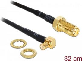 Delock Adapter RP-SMA Jack > MCX 90° Plug - Antennenadapter - RP-SMA (W) zu MCX (M) - 32cm - Schwarz (88472)