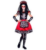 "MUJER DIA DE LOS MUERTOS" (suknelė, rankų šildytuvai, galvos apdangalas su šydu)