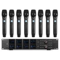 „Power Dynamics PD528 UHF“ belaidžių mikrofonų rinkinys su 8 rankiniais mikrofonais