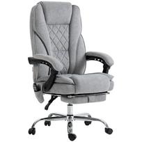 Ergonomiška biuro kėdė su masažo funkcija, atrama kojoms, sukiojama, su ratukais, pilka, Pilka