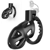 SuperLove Sissy Chastity Cage with Adjustable Ring Medium Black