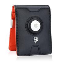 Vyriška odinė piniginė Stevens Airtag BLK/ORA S185