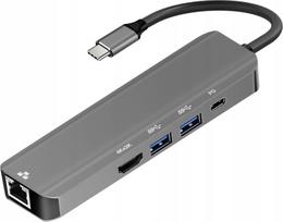 Adapteris HUB 5in1 USB C ART OEM-C15-1 sidabrinis