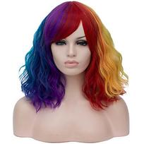4 spalvų spalvingi perukai Moteriški sintetiniai plaukai Cosplay perukas Vaivorykštės kelių spalvų vakarėlių perukai 24inches