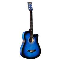 38 colių viso dydžio suaugusiųjų 6 stygų Cutaway liaudies akustinė gitara, skirta studentams pradedantiesiems (Juoda) ruda