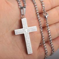 Kryžiaus kaklo pakabukas vyrams Moterims Jėzaus Kristaus žavesys karoliai Aukso spalva Juoda Sidabro spalva Kubietiška grandinėlė Religija Papuošalai Pendant Only(0cm) auksas