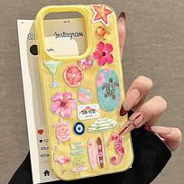 Folds Texture Soft Phone Case For iPhone 16 15 14 13 12 11 Pro Max 15 Plus Summer Ocean Flower Seahorse Turtle Print Cover iPhone 12 Pro Max
