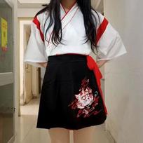 Moterų Hanfu kinų liaudies kostiumas trumpas sijonas Senovinis mielas katės kostiumas Cosplay drabužiai šokių drabužiai S balta