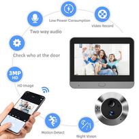300PD Smart 3MP Mini Skaitmeninis Durų Akiukės Kameros Akiukas Belaidis WiFi 940nm Infraraudonasis IR PIR Judesio Aptikimas Skaitmeninis Žiūronas iCam365 APP 300PD pilka