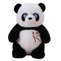 Panda AI pliušinis robotas, išmanus interaktyvus žaislas su LED akimis, valdomas balsu, USB įkrovimo draugas, vaikų dovana/išmanusis namas juoda