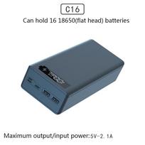 16 * 18650 USB suvirinimo nemokamos baterijos laikymo dėžutės greito belaidžio įkrovimo maitinimo dėklas C16 juoda
