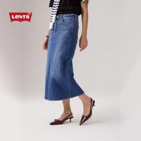 Levi's moteriškas tiesaus kirpimo midi džinsinis sijonas su skeltuku apačioje XS (24)