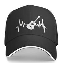 Gitara Širdies Ritmas Beisbolo Kepuraitė Unisex Poliesterio Reguliuojama Snapback Muzikos Mėgėjams Lauko Kepurė One Size