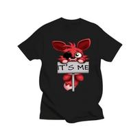 Women's Black and White O-neck Cartoon Print FNAF Fox Fashion Unisex Women's Top T-shirt S juoda