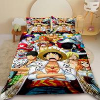 3 vnt. Anime One Piece antklodės užvalkalas Luffy animacinis patalynės komplektas Antklodės užvalkalas Dvigulė Karališko dydžio miegamojo dekoravimui Vaikų dovanos EU Single 135x200cm