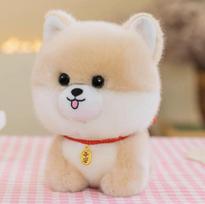 Gyvas Kawaii Purus Šuo Pliušinis Žaislas Imitacija Šuniuko Modelis Minkšta Lėlė Mažas Čiau Pomeranijos Špicas Korgis Jorkšyro Terjeras Pliušinė Dovana Mergaitei 20cm beige