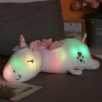 60CM Šviečiantis šviečiantis vienaragis pliušinis kūdikio minkšti žaislai Apšviečiamas minkštas mielas milžiniškas animacinis žaislas Kalėdinės dovanos vaikams rožinė