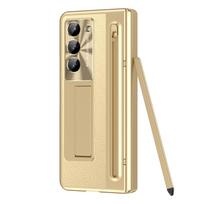 Su lietimo rašikliu Samsung Galaxy Z Fold 7 6 5 dėklas Vyrio šarvai Atsparus smūgiams Magnetinis stovas 360 Pilna apsauga Sulankstomas dangtelis Galaxy Z Fold7 juoda